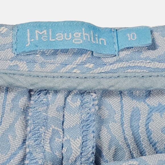 J McLaughlin Pants Womens Size 10 Blue White Jacquard Stretch Casual Career - Picture 9 of 14